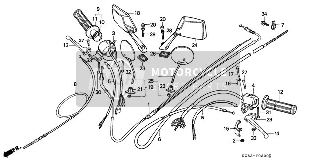 Honda NH80MS 1993 Griffhebel/Kabel/Handhebel für ein 1993 Honda NH80MS